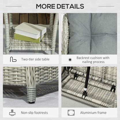 Lusuva Faux Rattan Grey 5 Piece Reclining Bistro Set With Footstools Cushions And Glass Table