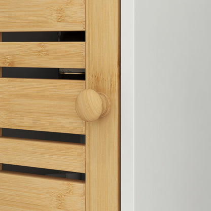 Nohaba White Bathroom Storage Cabinet With Integrated Toilet Roll Holder