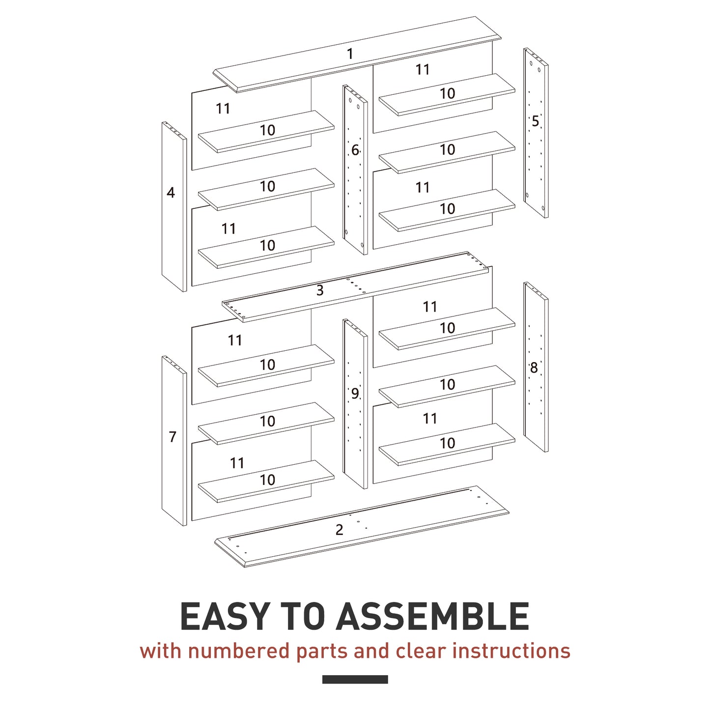 Nedoro Fasa Wood White 6teen Compartment Media Storage Shelf