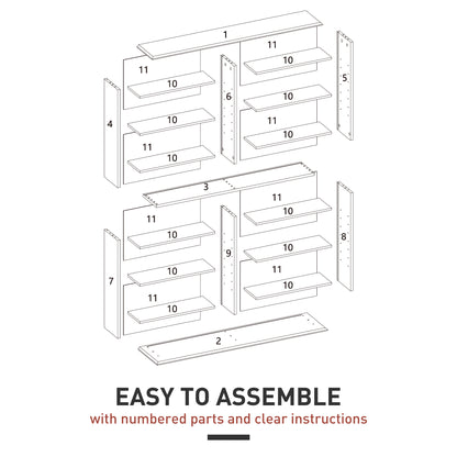 Nedoro Fasa Wood White 6teen Compartment Media Storage Shelf