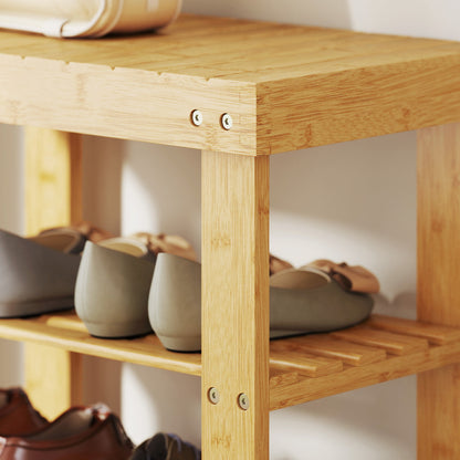 Tono Keel Bamboo Natural 2 Tier Shoe Storage Bench