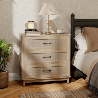 Zima Wood Oak Finish 3 Drawer Storage Chest 76 cm Wide
