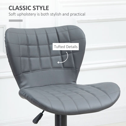 Patari Set Of 2 Faux Leather Grey Adjustable Bar Chairs With Backrest And Footrest