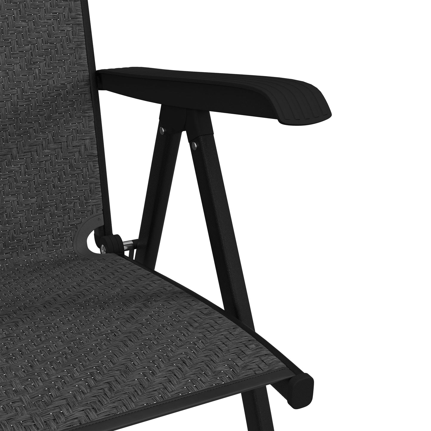 Lecore Set Of 2 Metal Grey Folding Garden Chairs With 7 Position Reclining Backs