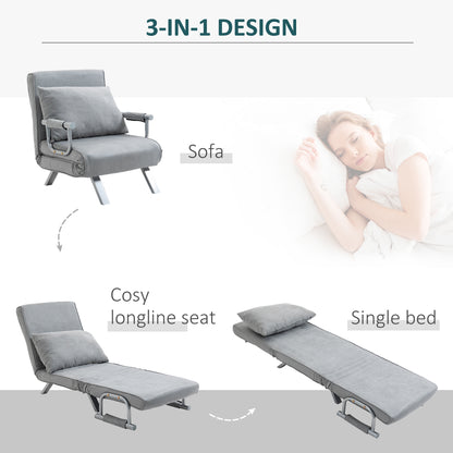 Yorito Suedette Grey Adjustable Back Futon Sofa Chair