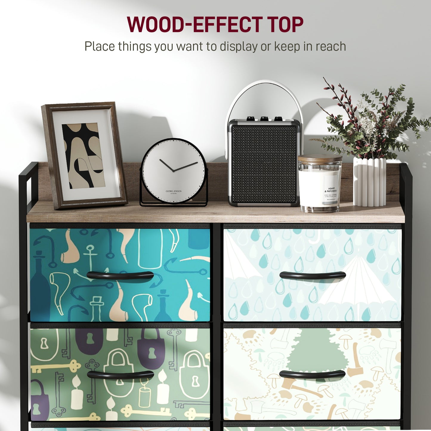 Larala Wooden Blue 8 Drawer Storage Chest