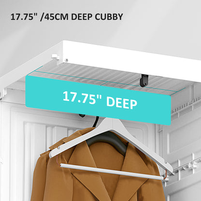 Belavani White Foldable Clothes Wardrobe With Cube Storage Hanging Rails And Magnetic Doors