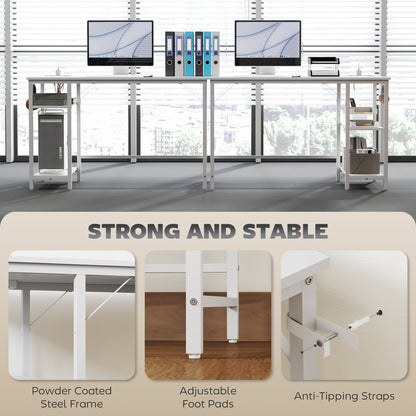Vima 120cm White Home Office Desk With Integrated Power Sockets