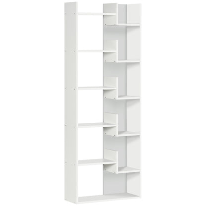 Linoma Wood White 6 Tier Modern Bookcase With 11 OFauxn Shelves