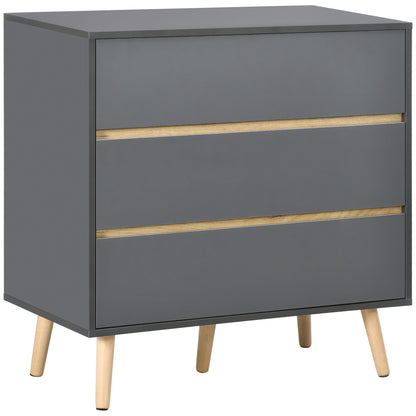 Vetasu Natural and Grey 3 Drawer Storage Chest with Wooden Angled Legs