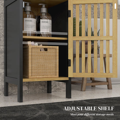 Lava Retro Bamboo Style Bathroom Storage Cabinet With Cut Out Detail