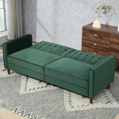 Babano Forrest Green Velvet 3 Seater Convertible Sofa Bed