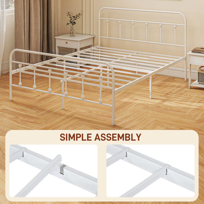 Keli 4FT6 White Metal Minimalist Double Metal Bed Frame