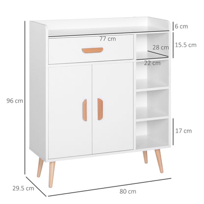 Ropa Wooden White Floor Standing Sideboard With Drawer Storage 2 Doors and 4 Shelves