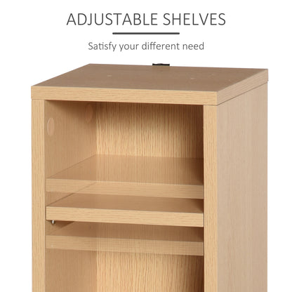 Vave Wood Natural Finish Set Of 2 CD And Blu Ray Media Storage Towers With Adjustable Shelves