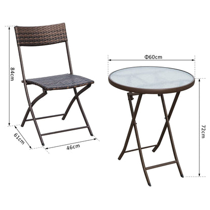 Fisari Rattan Brown 2 Seater Outdoor Bistro Furniture Set