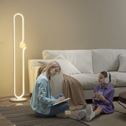 Vanotafa Metal And Glass White Dimmable LED Floor Lamp With Glass Night Light And Foot Switch