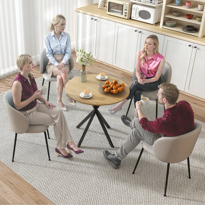 Mihafi Metal And Wood White Oak Finish Industrial Round Dining Table 80cm