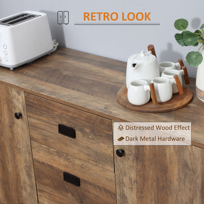Mango Retro Wood Effect Modern Sideboard 3 Drawers 2 Doors