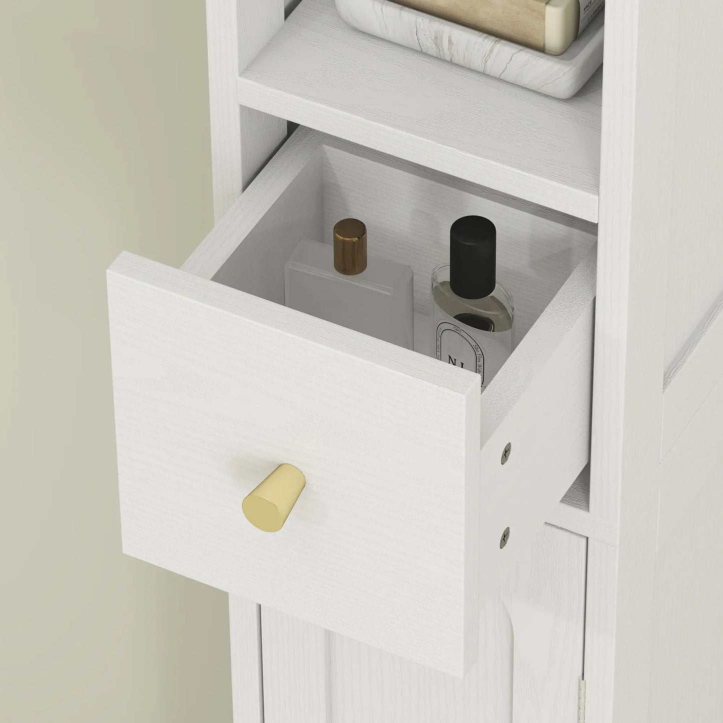 Extra Tall Bathroom Storage Cabinet With Arched Doors White 185cm