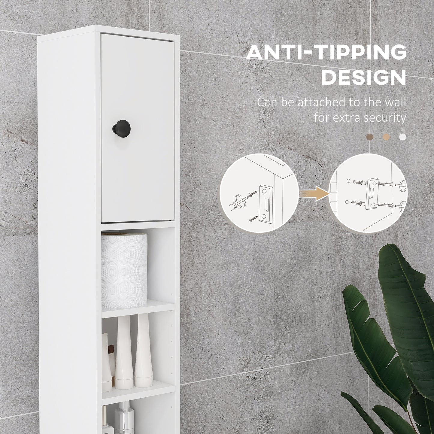 Lakeva Extra Tall Slim Bathroom Storage Cabinet With Multi Layer Internal Compartments White