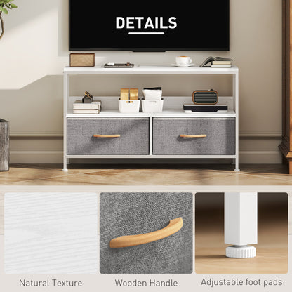 Avavale 98cm White TV Storage Unit With 2 Fold Down Fabric Drawers