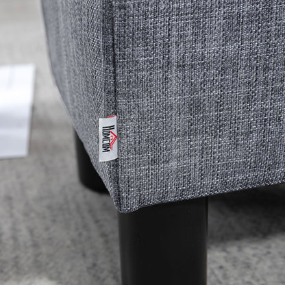 Nekael Linen Grey Cube Footstool With 4 Plastic Feet