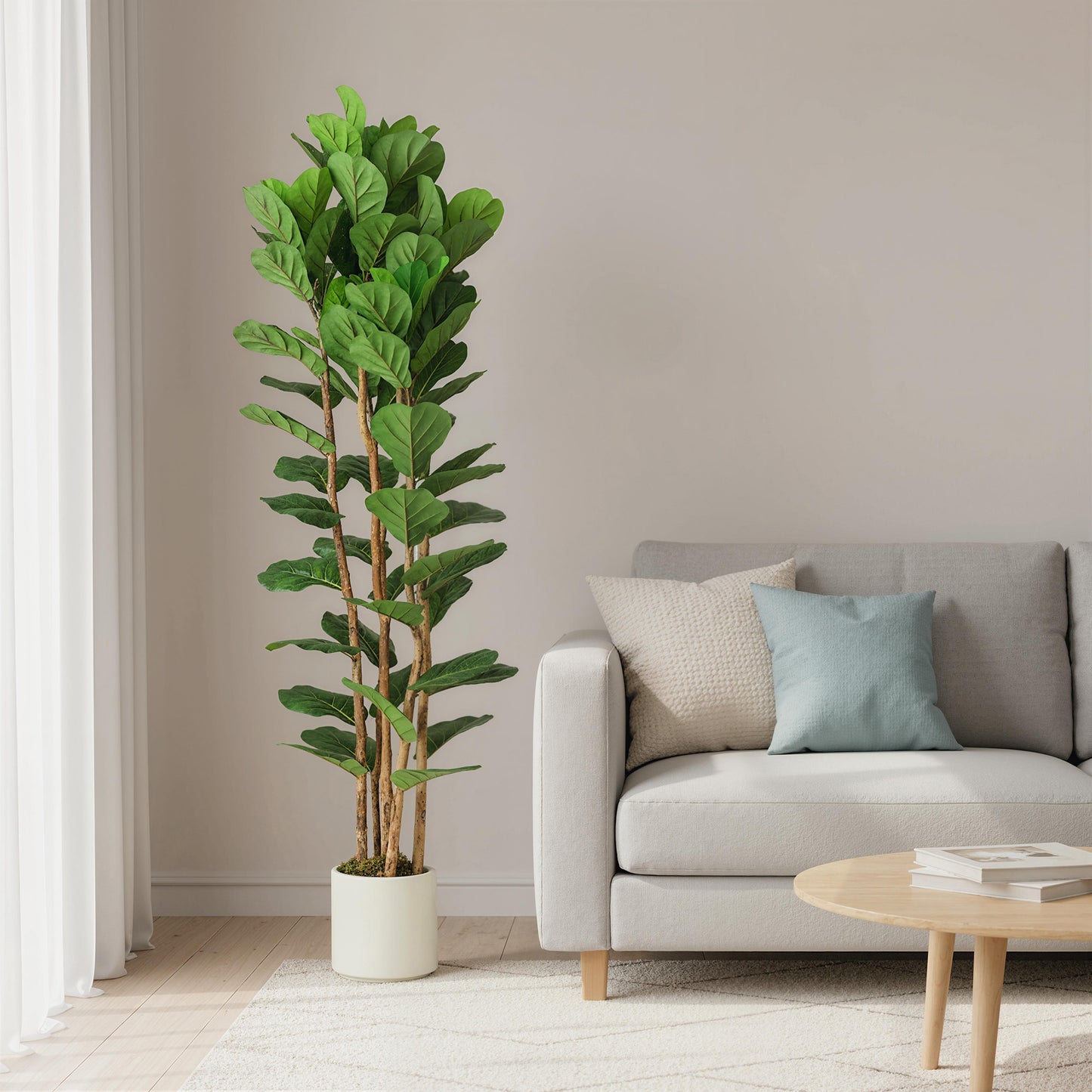 Racori Artificial Fiddle Leaf Fig Style Tree With Full Canopy 180cm Green