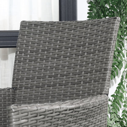 Ranoyo Ziba Grey Rattan 3 Piece Garden Bistro Set With 2 Tier Coffee Table