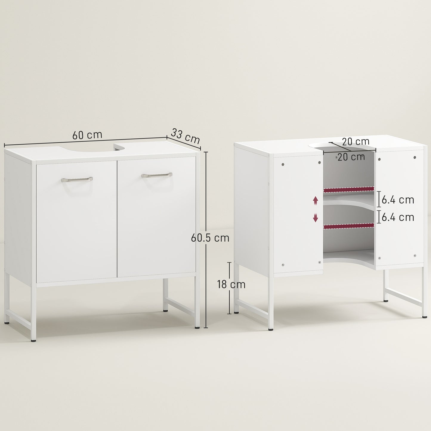 Lilo Fifi Under Sink Bathroom Vanity Cabinet With Soft Close Doors For Pedestal Basin White