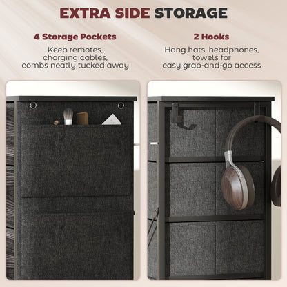 Koratti Fabric And Metal Black 5 Drawer Storage Chest