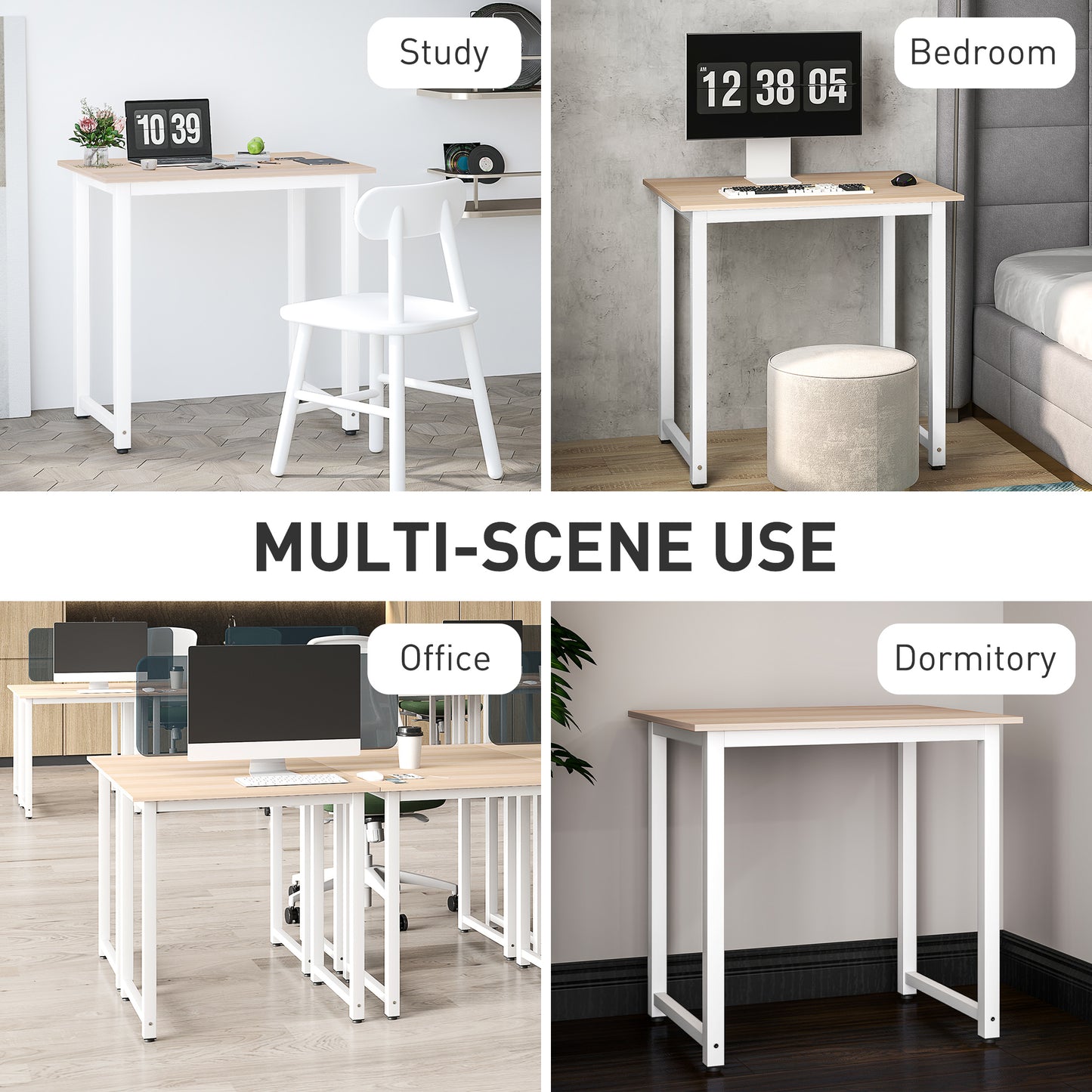 Diel 80cm White and White Wooden Home Office Desk