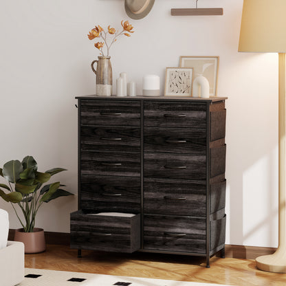 Mirizi Fabric And Metal Black 10 Drawer Storage Chest