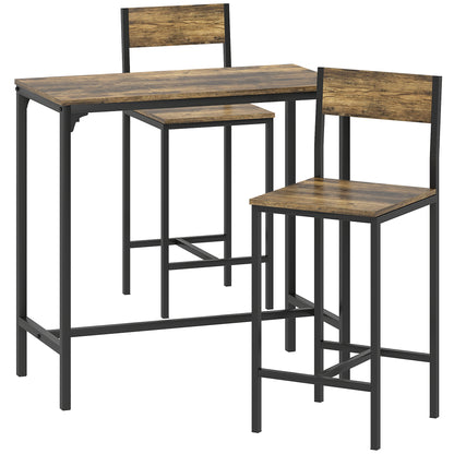 Torakeno 3 Piece Industrial Bar Table And 2 Stool Set For Compact Spaces
