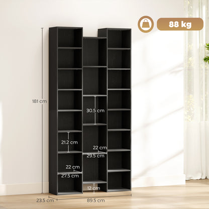 Faelsu Nota Wooden Black Twenty One Compartment Storage Bookcase