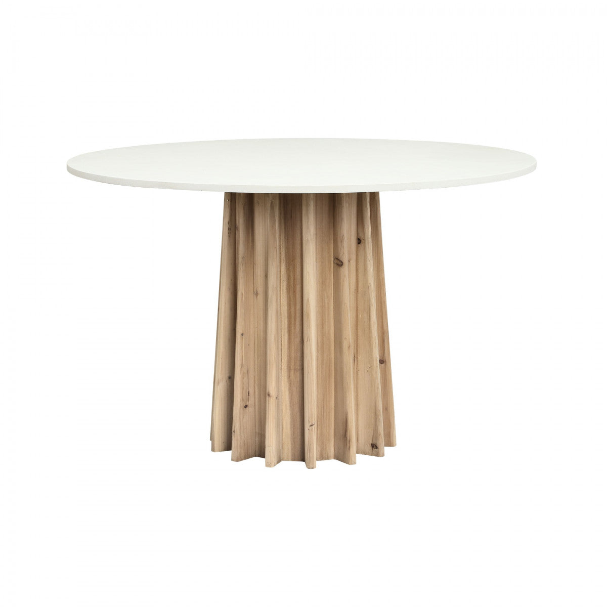 Parnaiba White and Natural Hackwood Round Dining Table