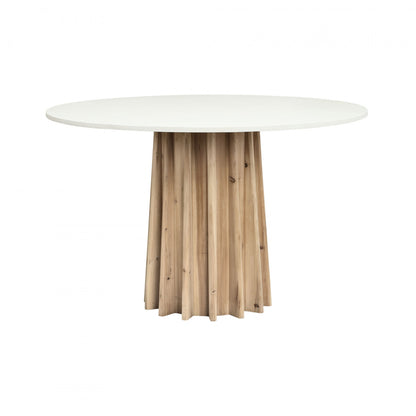 Parnaiba White and Natural Hackwood Round Dining Table