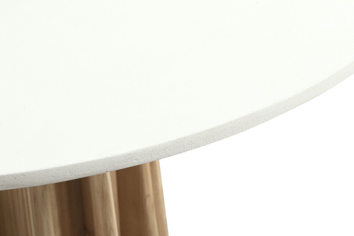 Parnaiba White and Natural Hackwood Round Dining Table
