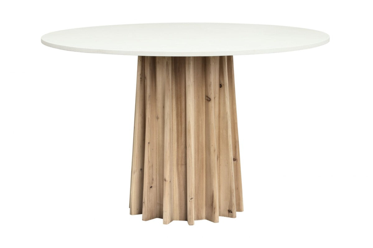Parnaiba White and Natural Hackwood Round Dining Table