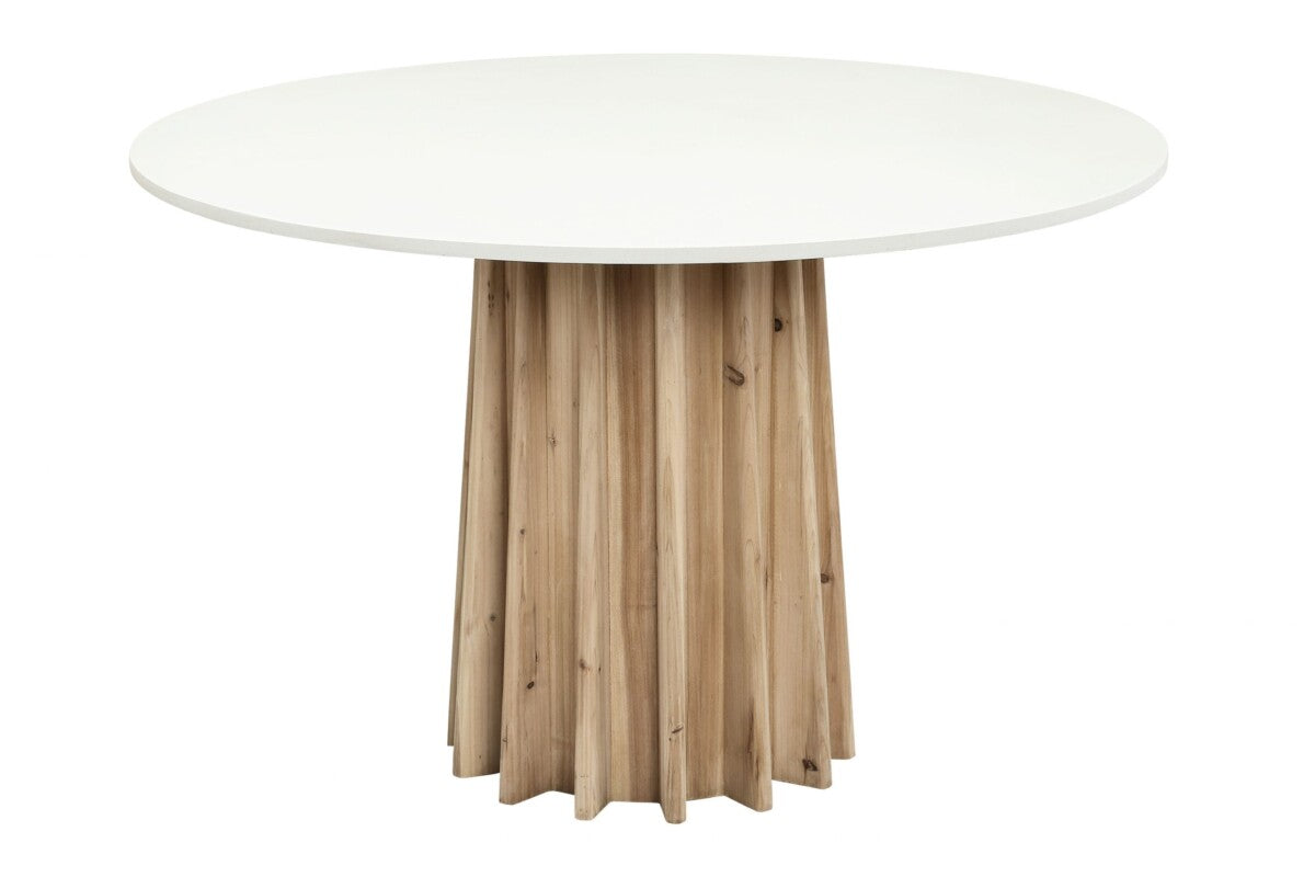 Parnaiba White and Natural Hackwood Round Dining Table