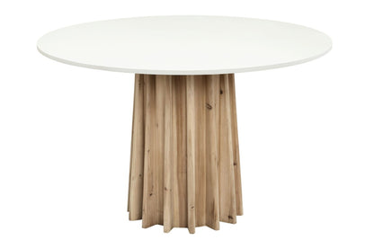 Parnaiba White and Natural Hackwood Round Dining Table
