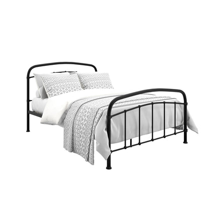 France Black Metal 5ft King Size Black Bed with Headboard and Footboard