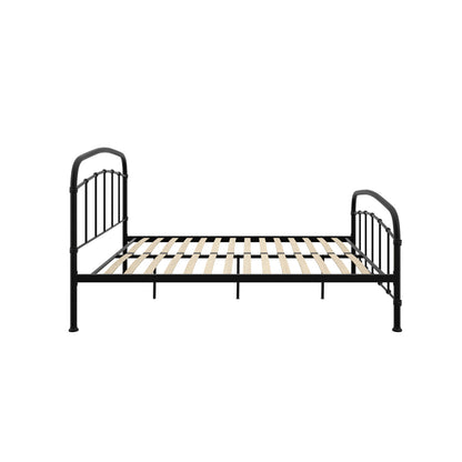 France Black Metal 5ft King Size Black Bed with Headboard and Footboard