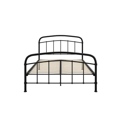 France Black Metal 5ft King Size Black Bed with Headboard and Footboard