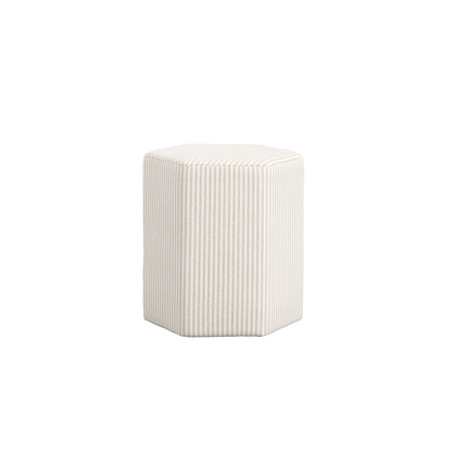 Isabella Cream and White Stripe Upholstered Stool Hexagon Stool