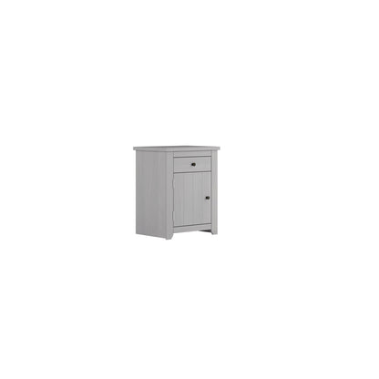 Tralee Panelled Grey Washed Wooden Bedside Cabinet 1 Drawer 1 Door