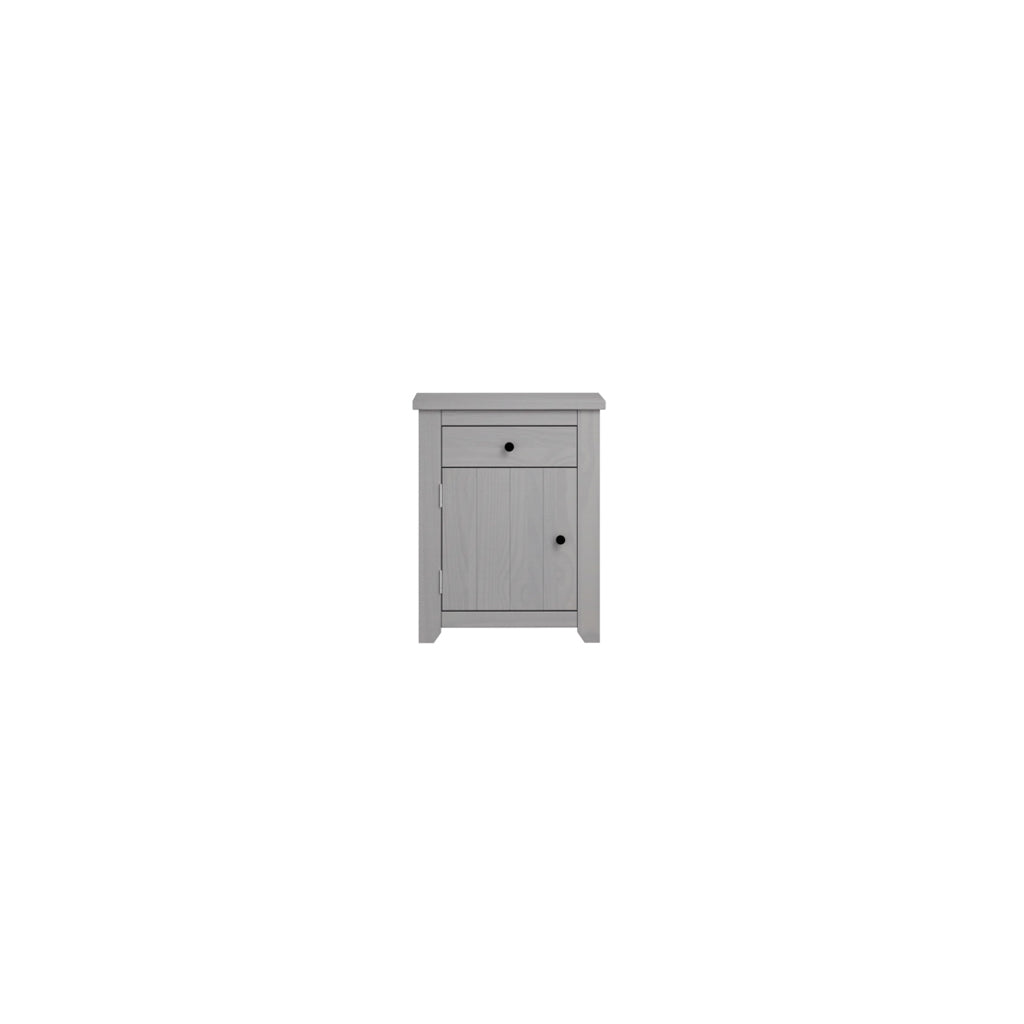 Tralee Panelled Grey Washed Wooden Bedside Cabinet 1 Drawer 1 Door