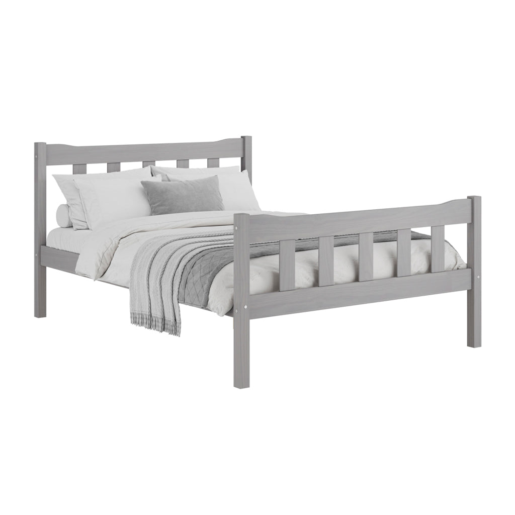 Tralee Grey Washed Wooden 5ft King Size Bed with Panelled Headboard and Footboard
