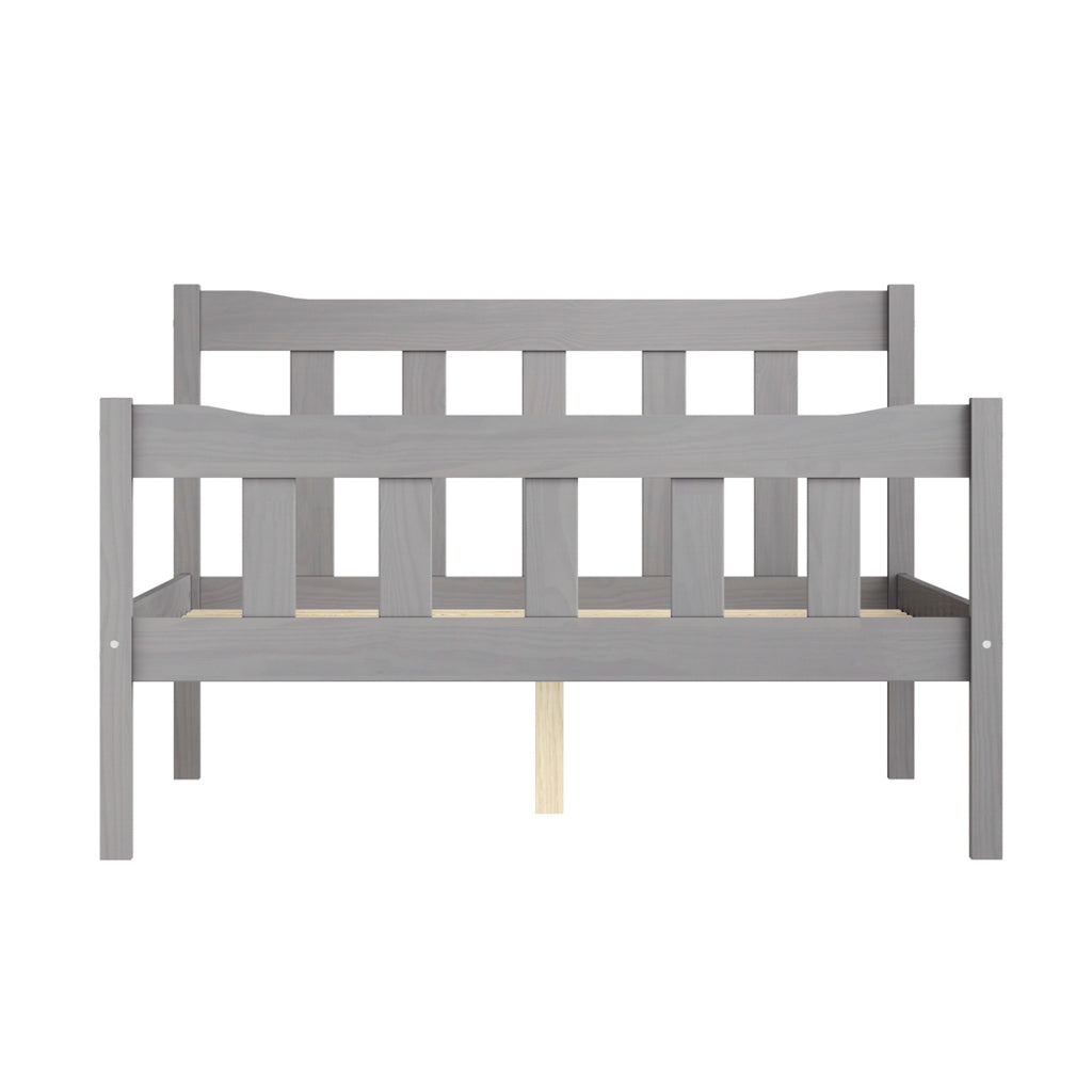 Tralee Grey Washed Wooden 5ft King Size Bed with Panelled Headboard and Footboard