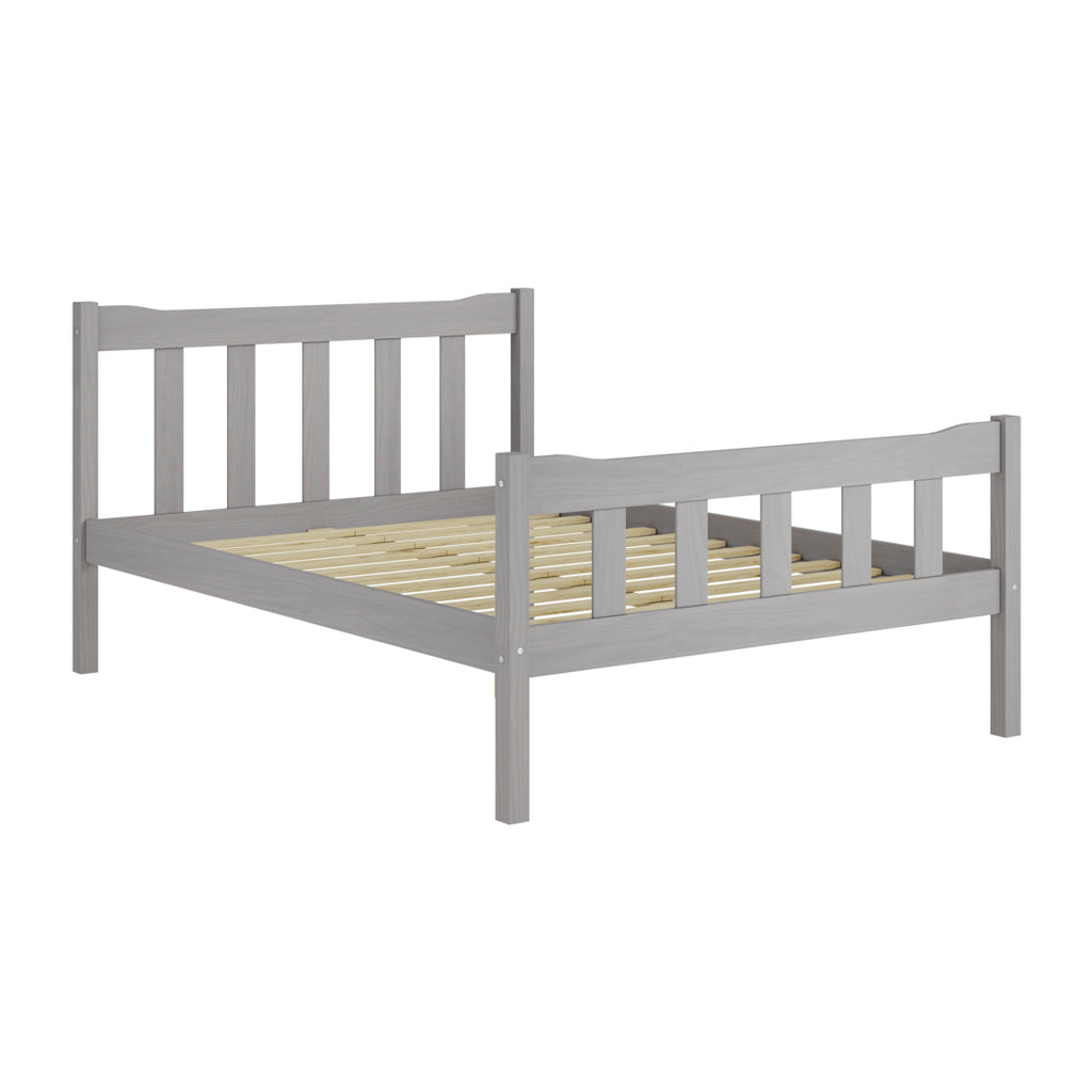 Tralee Grey Washed Wooden 5ft King Size Bed with Panelled Headboard and Footboard